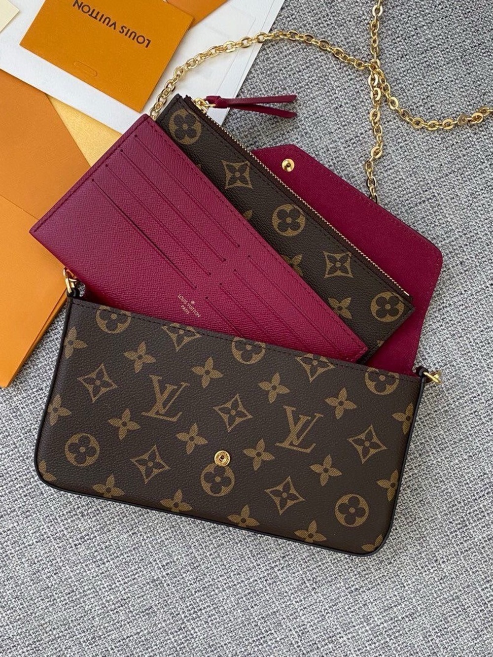 Louis Vuitton Monogram Canvas Crossbody with Fuchsia Interior